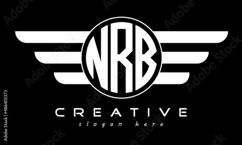 NRB three letter monogram type circle letter logo with wings vector template. photo