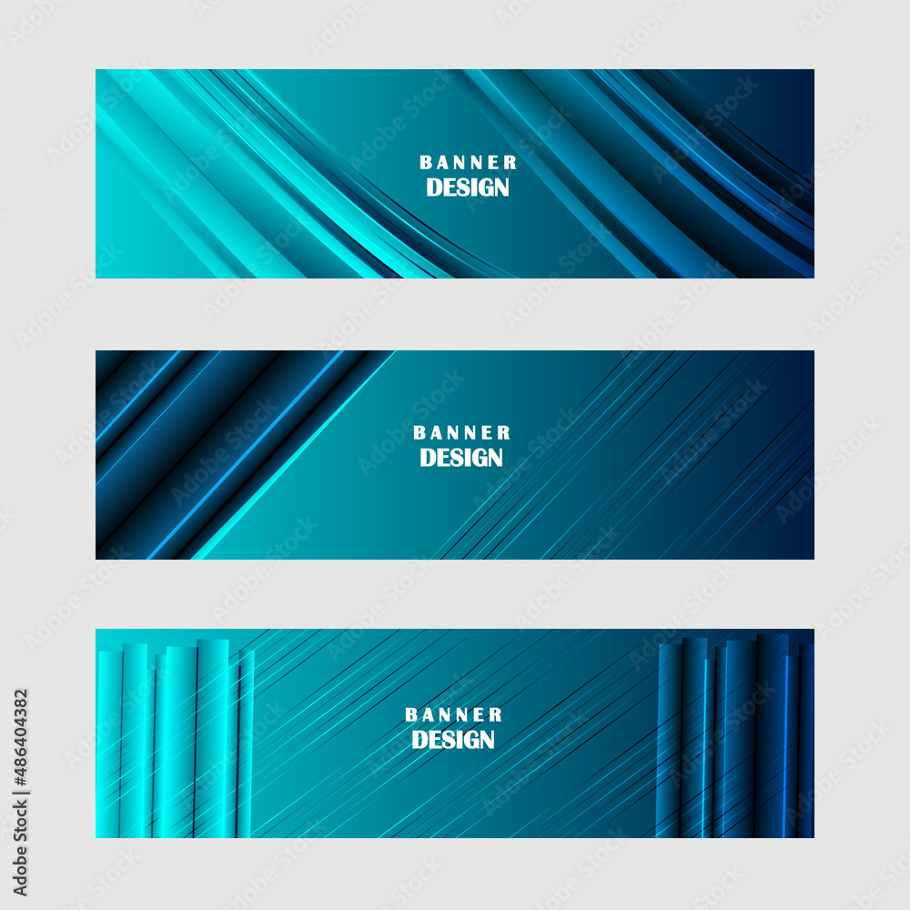 Set of blue banner background vector design Set of blue banner background vector design