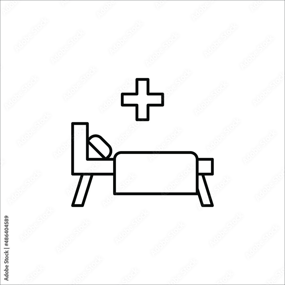 Hospital icon, person in hospital bed vector icon. filled flat sign for mobile concept and web design. Hospital icon, person in hospital bed vector icon. filled flat sign for mobile concept and web design.