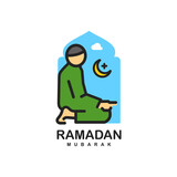 Islamic prayer logo design vector illustration