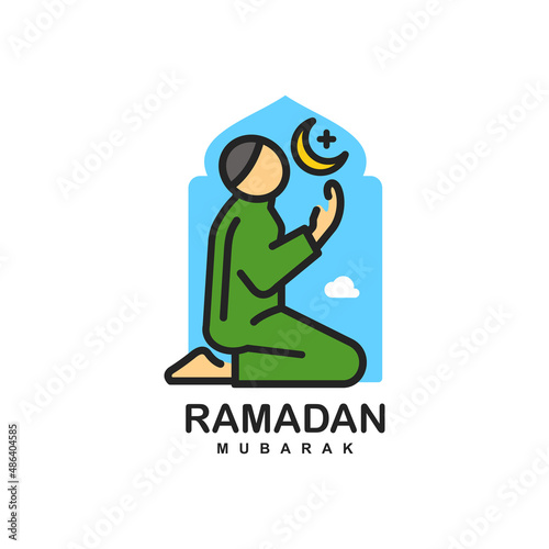 Islamic prayer logo design vector illustration