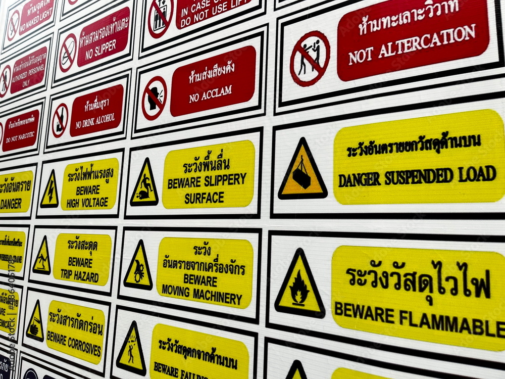 warning signs in constructed area