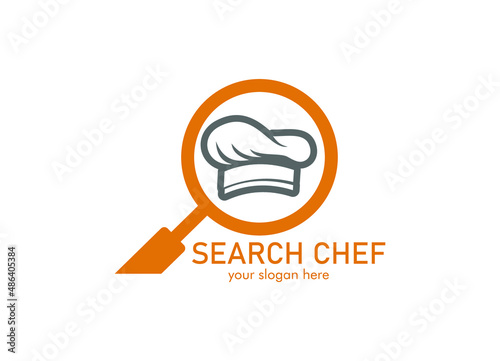 Search Chef with line hat art logo design inspiration Vector