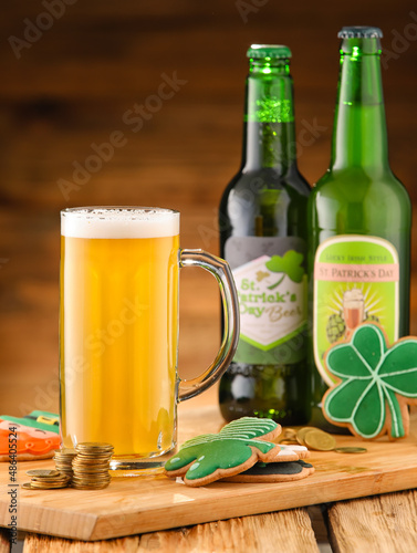 Glass and bottle of beer wi...