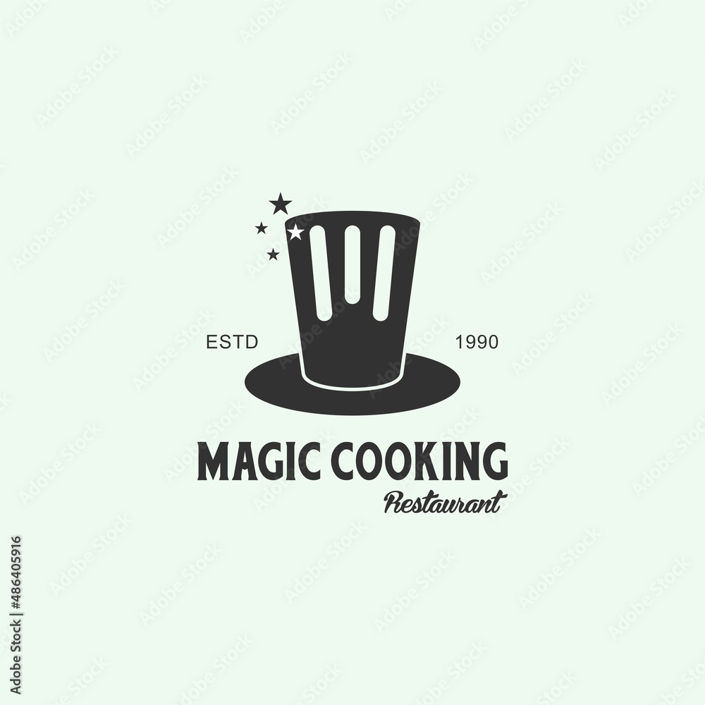 
The unique design of the magic cap and spatula is perfect for a restaurant logo