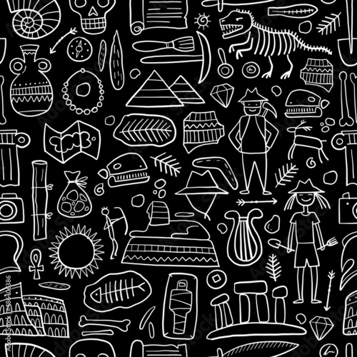 Archeology ancient history. Seamless Pattern Background for your design