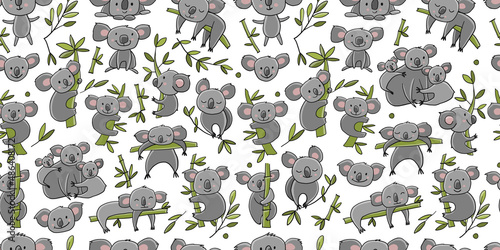 Cute Koala Family. Seamless Pattern for your design