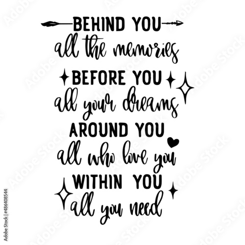 behind you all the memories inspirational quotes, motivational positive quotes, silhouette arts lettering design