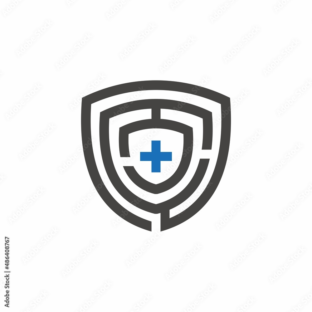 Vector Graphic of a Maze of Shield with Medical Cross in the center Perfect for a Company Logo Vector Graphic of a Maze of Shield with Medical Cross in the center Perfect for a Company Logo