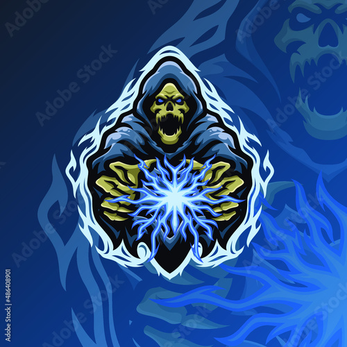 Reaper masscot logo esport premium vector