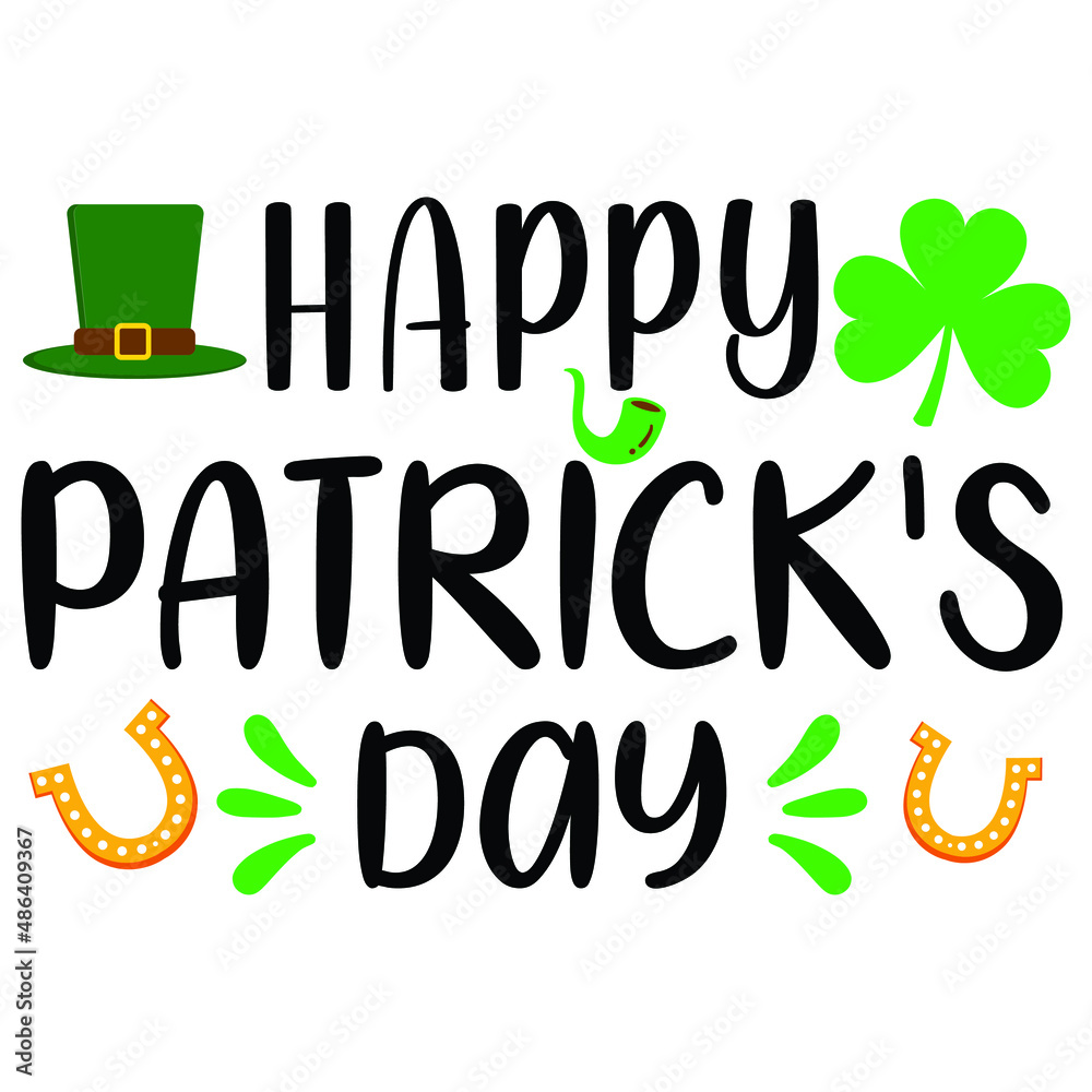Naklejka premium Happy Patrick's day, clover leaf hat vector, St. Patrick's day shirt print template, typography design for vector file.