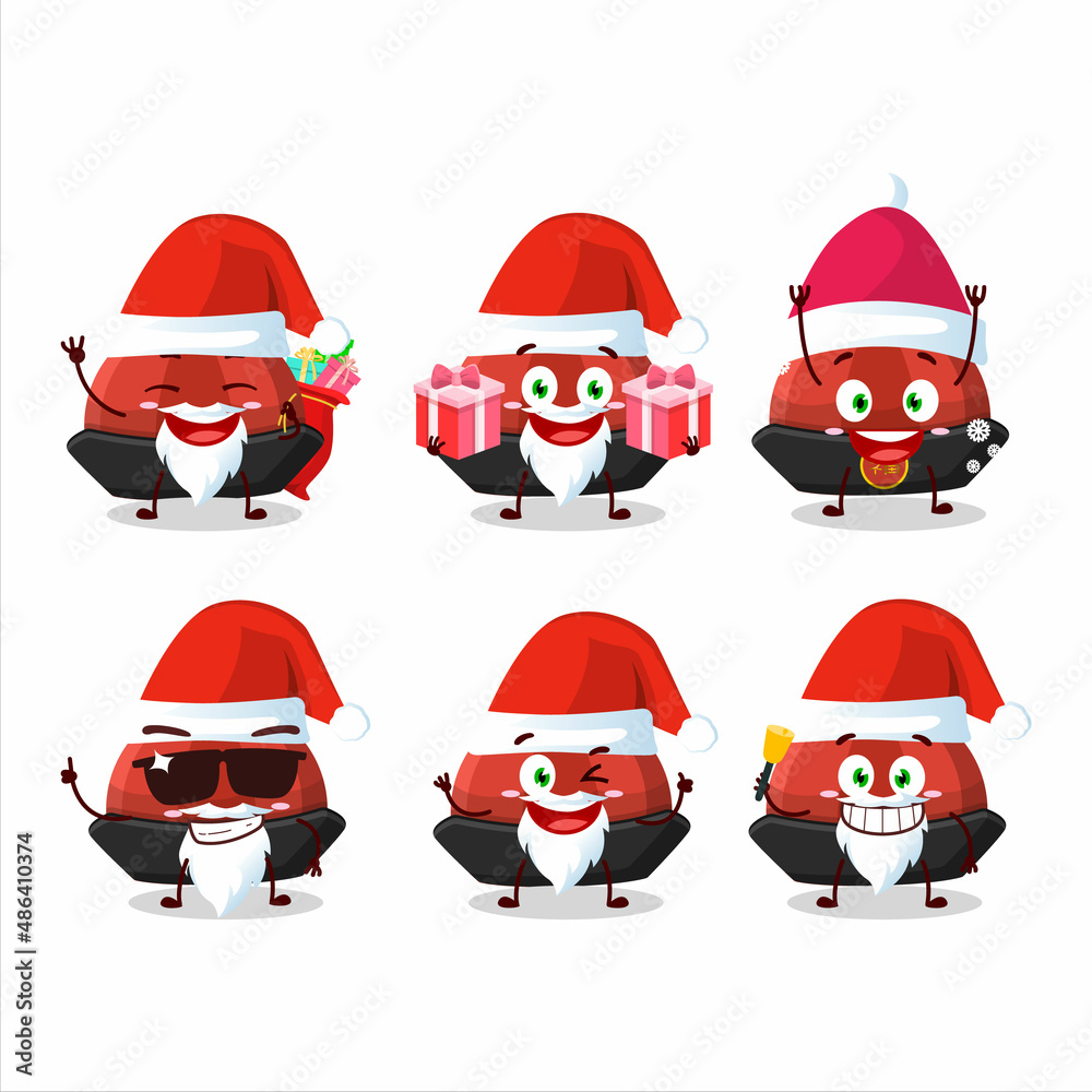 Santa Claus emoticons with red chinese traditional hat cartoon character