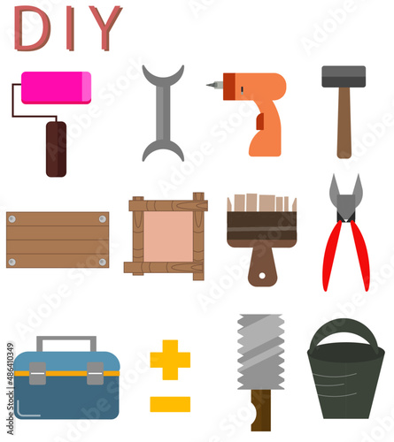 DIY 日曜大工 工具 アイコンセット / ベクター