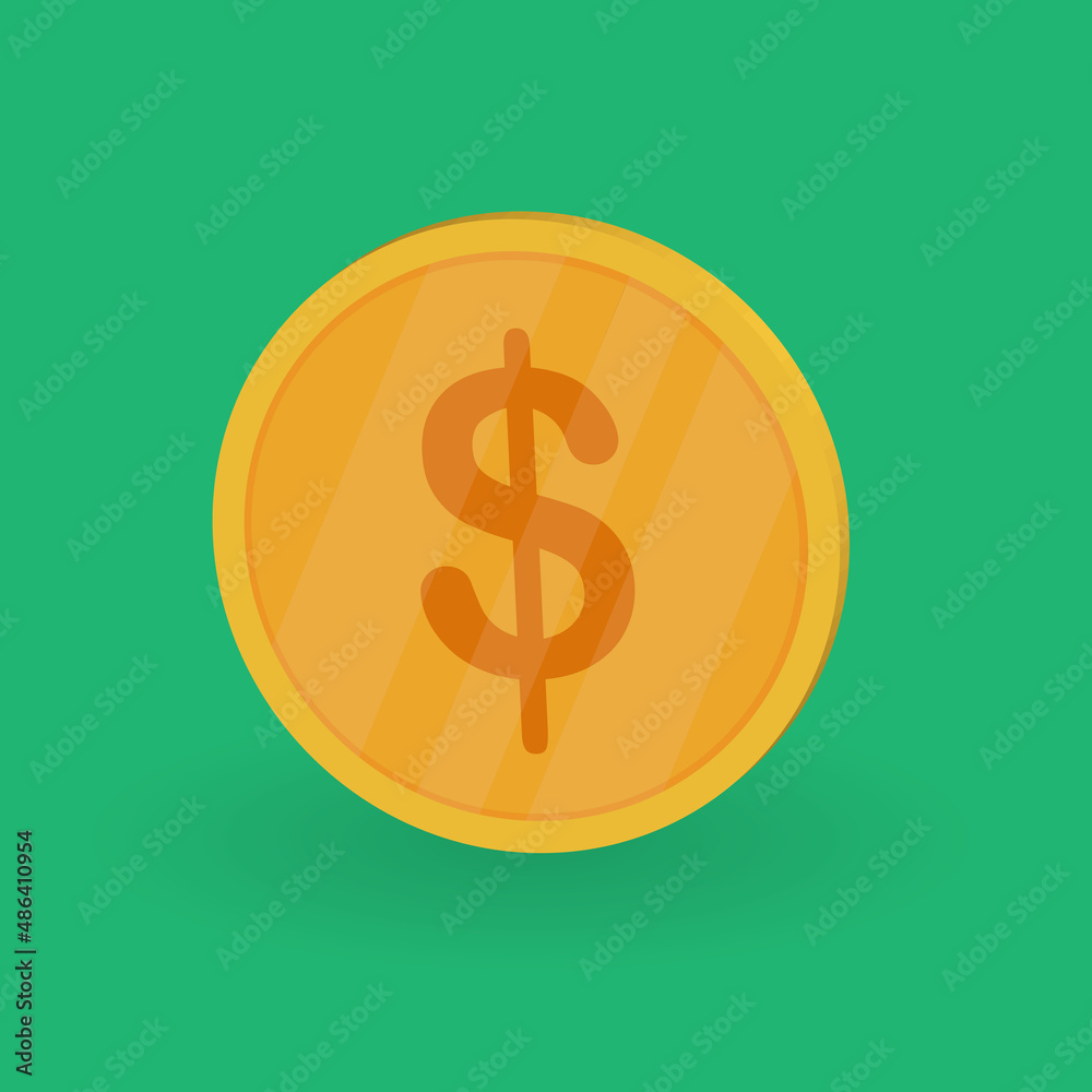 coin money dollar golden icon flat ilustration coin money dollar golden icon flat ilustration