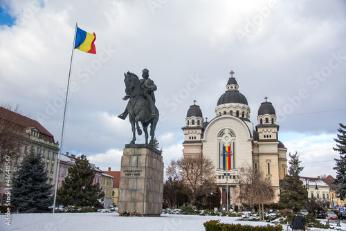Romania, The statue of Avram Iancu from Târgu Mureş, February 2022  photo