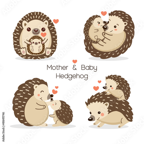 Cute Hedgehog and baby for Mother's Day.