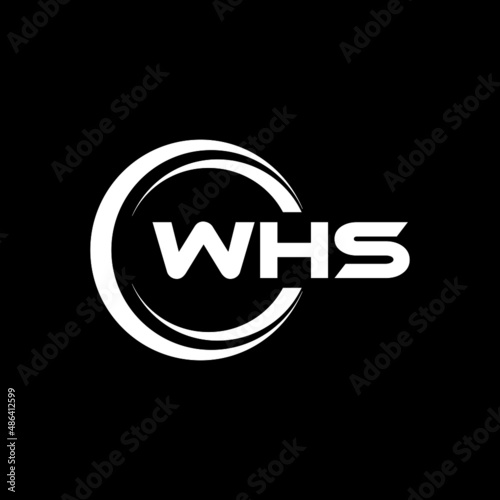 WHS letter logo design with black background in illustrator, vector logo modern alphabet font overlap style. calligraphy designs for logo, Poster, Invitation, etc.