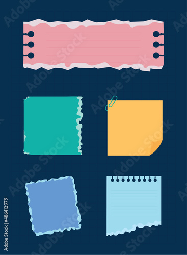 torn papers set