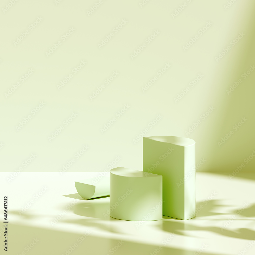 3D rendering Mock up geometric shape podium for product design, minimal display.