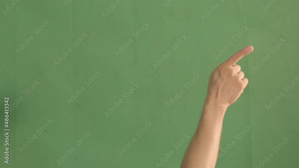 Green Screen Background Of A Hand Doing A Big Swipe To The Left Using The Index Finger Green Screen Background Of A Hand Doing A Big Swipe To The Left Using The Index Finger