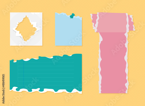 torn papers icon set