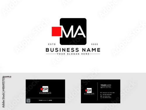 Creative Square MA Logo, Alphabet Letter Ma Logo icon with business card design for all kind of use