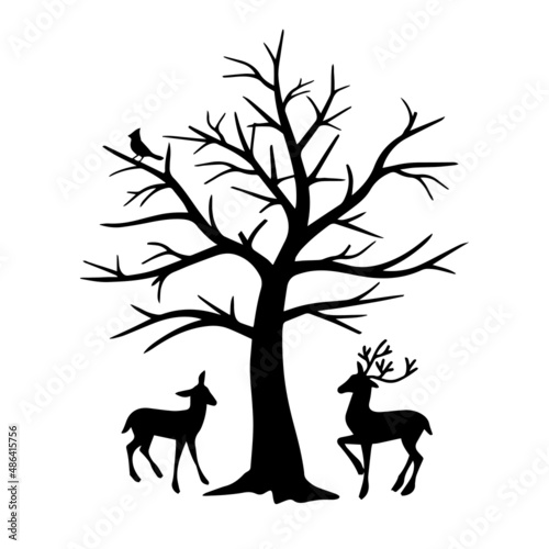 silhouette tree animals illustration background design