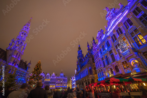 Brussels Grand place at twilight in christmas time  Belgium