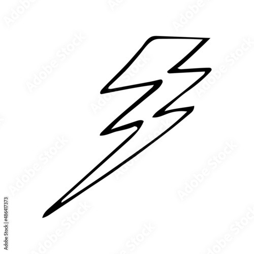 lightning hand drawn doodle, vector. icon, sticker.