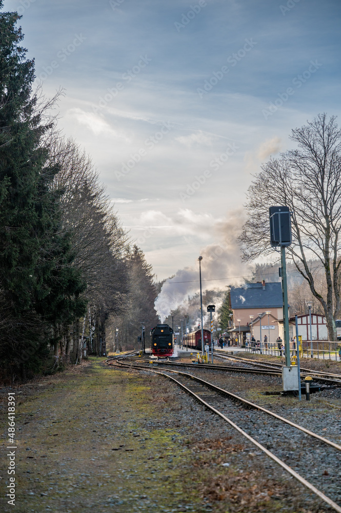 Fototapeta premium Bahnhof der Brockenbahn