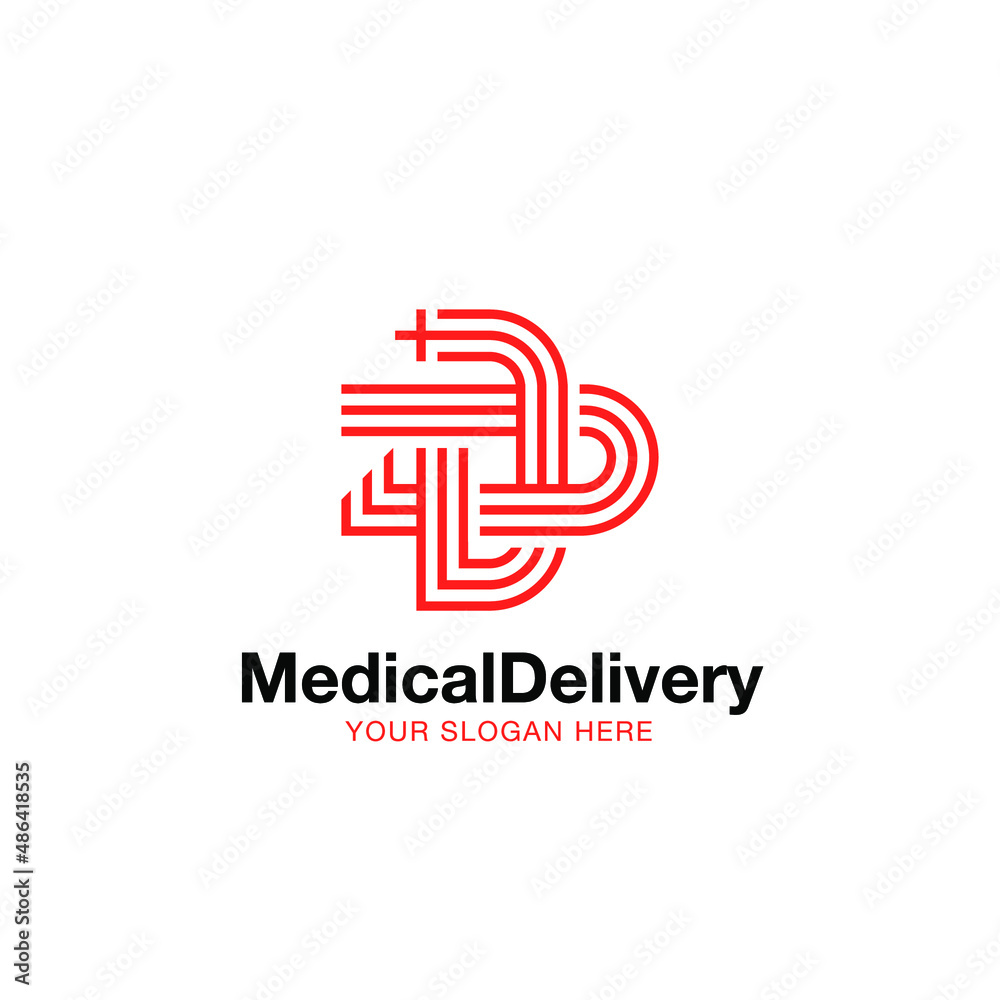 Dd d letter as health cross doctor medical delivery logo design vector
