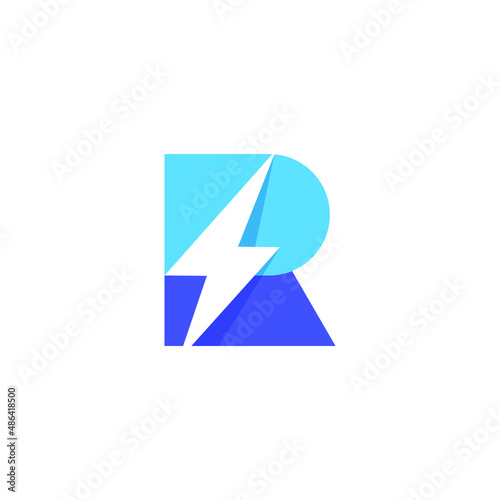 Free Download R letter with Lightning Bolt, Power Energy logo design vector - GFXLoad