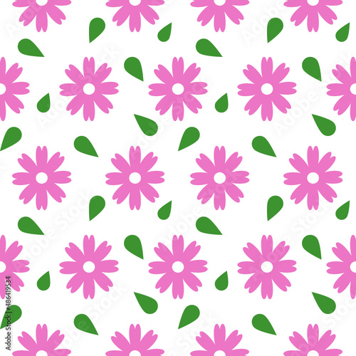Vector flower pattern. Colorful seamless botanic texture, detailed flowers illustrations.