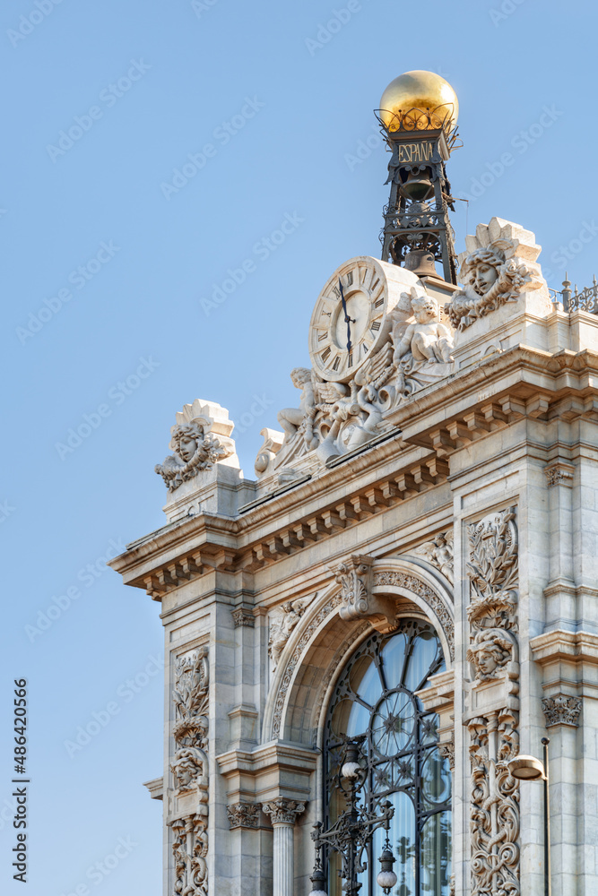 Details of facade of the Bank of Spain Building, Madrid