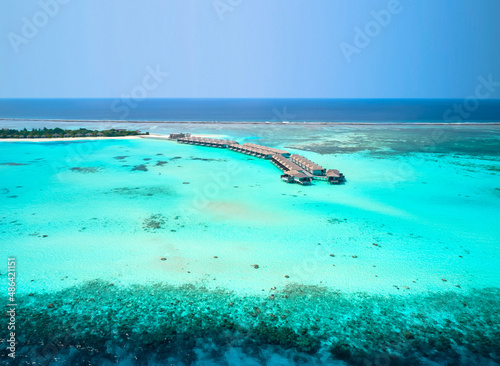 Beautiful view of Le Meridien Maldives Resort & Spa in the Maldives