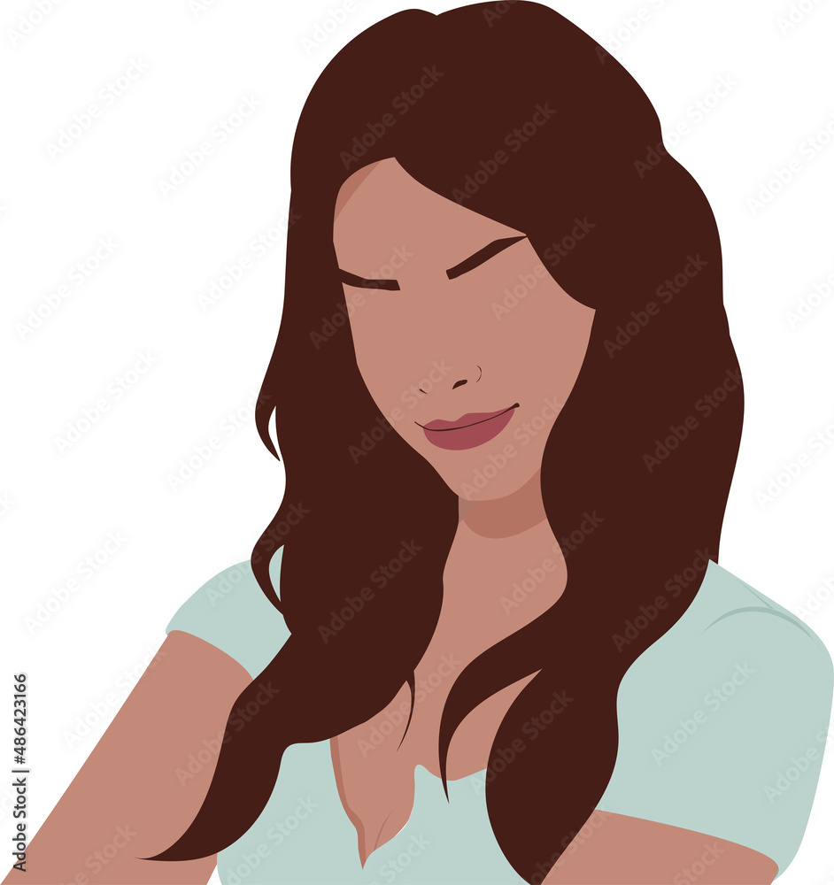 The image of a girl with dark hair.
The image of a girl with dark hair.