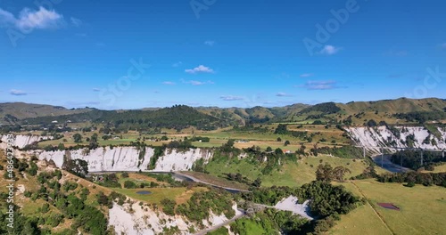 Brilliant summer day flight towards Rangitikei River and Mangaweka village photo