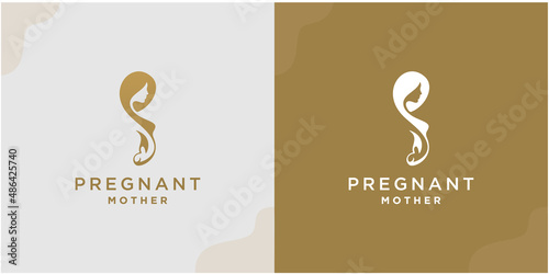 Pregnant mother logo design vector
