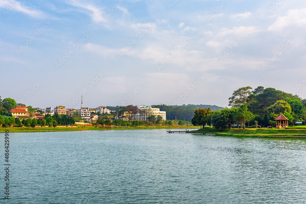 The Xuan Huong Lake in the center of Dalat, Vietnam