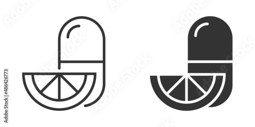 Vitamin pill note icon in flat style. Capsule vector illustration on white isolated background. Antibiotic sign business concept.