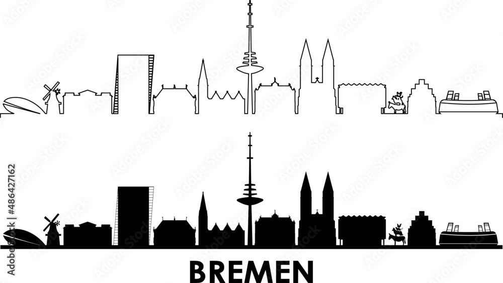 BREMEN Weser Deutschland City Skyline Vector
 - obrazy, fototapety, plakaty 
