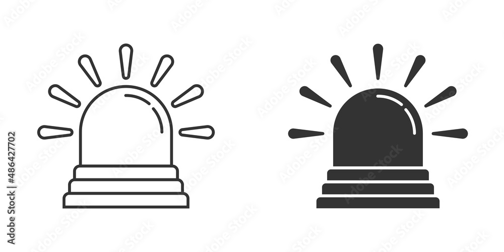 Emergency alarm icon in flat style. Alert lamp vector illustration on isolated background. Police urgency sign business concept.