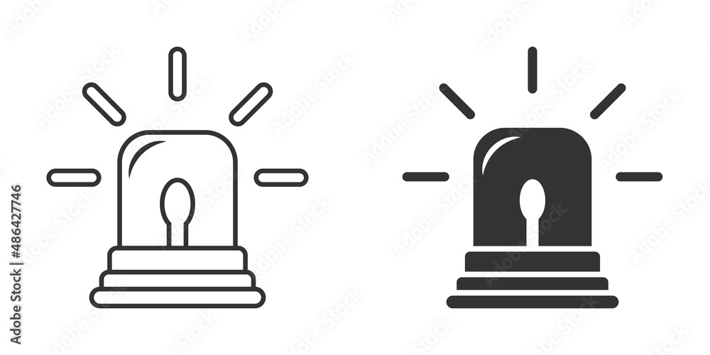 Emergency alarm icon in flat style. Alert lamp vector illustration on isolated background. Police urgency sign business concept. Emergency alarm icon in flat style. Alert lamp vector illustration on isolated background. Police urgency sign business concept.