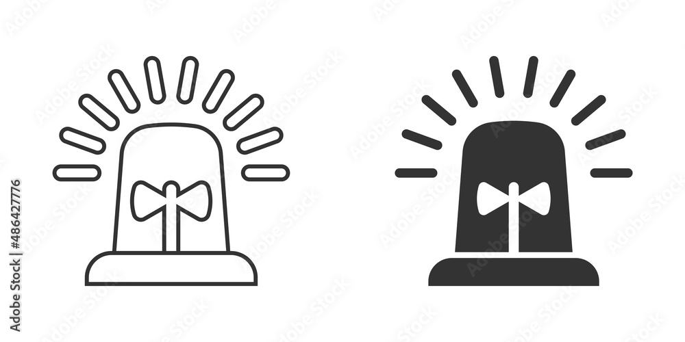 Emergency alarm icon in flat style. Alert lamp vector illustration on isolated background. Police urgency sign business concept. Emergency alarm icon in flat style. Alert lamp vector illustration on isolated background. Police urgency sign business concept.