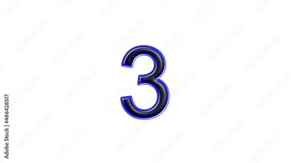 blue 3 number 3d effect white background blue 3 number 3d effect white background