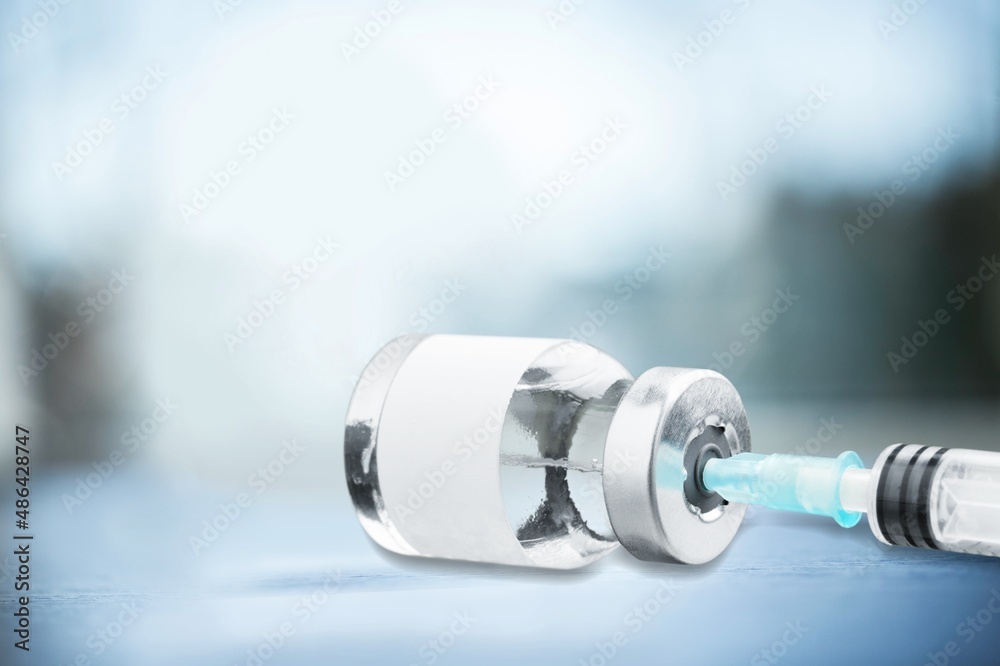 Covid-19 booster shot vaccine concept on the desk Covid-19 booster shot vaccine concept on the desk