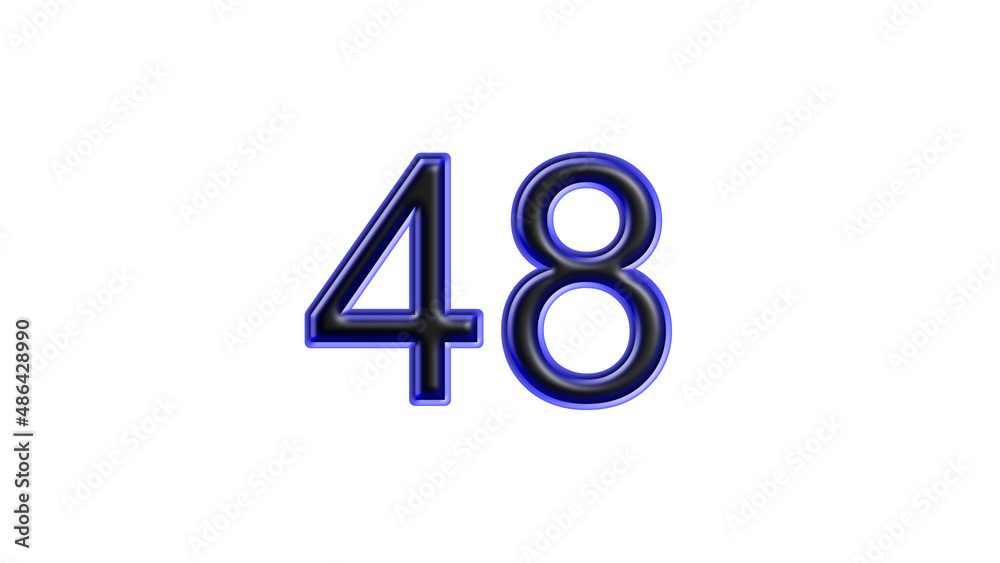 blue 48 number 3d effect white background blue 48 number 3d effect white background