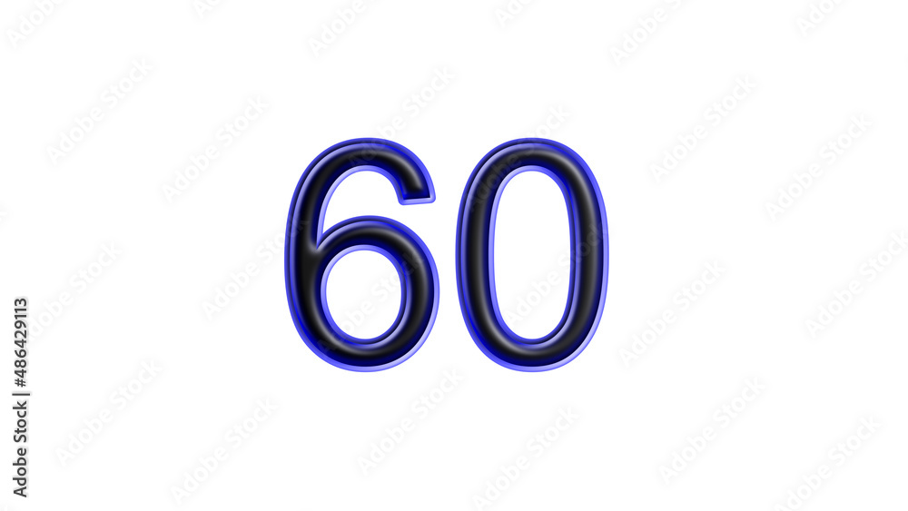 blue 60 number 3d effect white background blue 60 number 3d effect white background