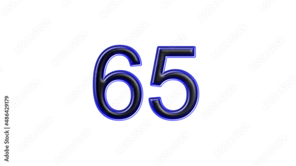 blue 65 number 3d effect white background blue 65 number 3d effect white background