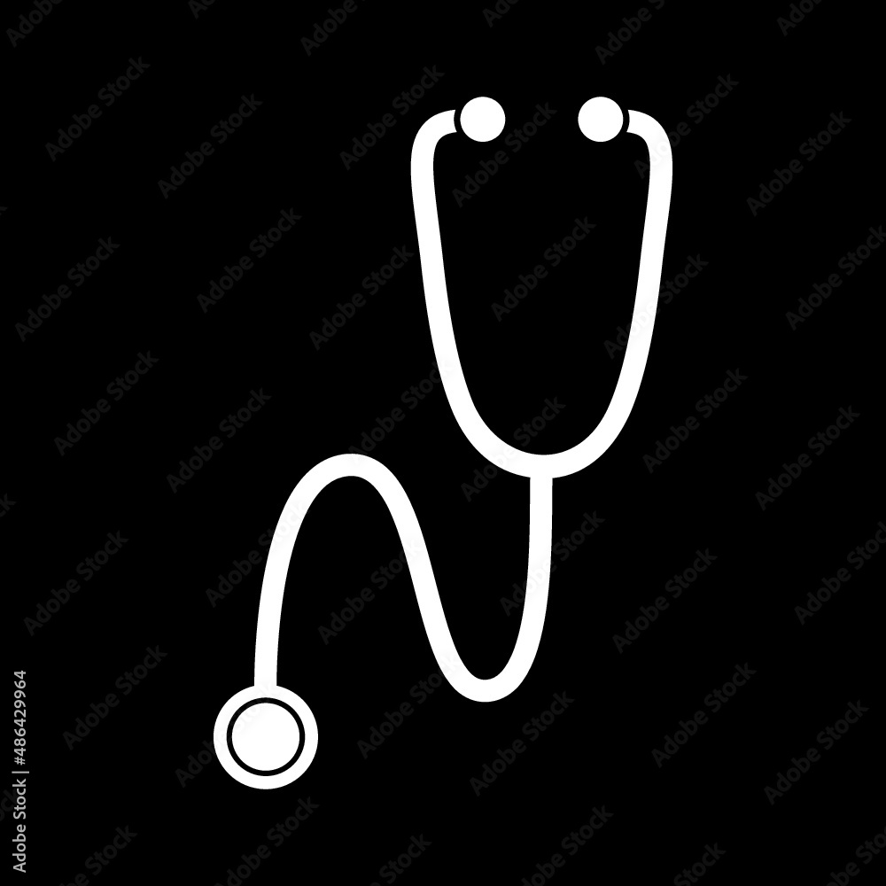 Stethoscope medical instrument icon isolated on dark background
